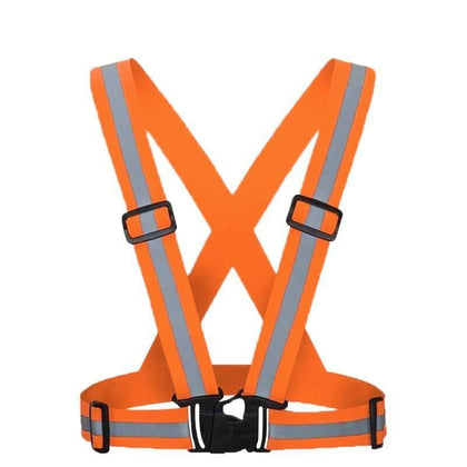 10 Pieces Safety Straps Reflective Safety Vest High Visibility Adjustable Elastic Strap for Running Jogging Cycling Walking in Night - Orange