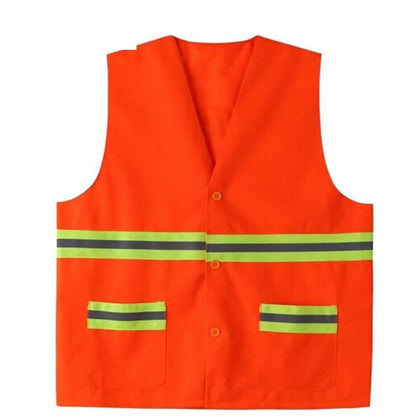 10 Pieces Safety Reflective Vest with Hat Sanitation Vest Work Clothes Reflective Clothing for Cleaning Workers Road Construction - Orange