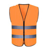 10 Pieces Zipper Reflective Safety Vest Car Traffic Safety Warning Vest Double Reflective Strip for Sanitation Construction Riding - Fluorescent Orange