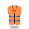 10 Pieces Zipper Reflective Safety Vest Car Traffic Safety Warning Vest Double Reflective Strip for Sanitation Construction Riding - Fluorescent Orange