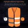 10 Pieces Zipper Reflective Safety Vest Car Traffic Safety Warning Vest Double Reflective Strip for Sanitation Construction Riding - Fluorescent Orange