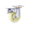 4 Sets 4 Inch Flat Bottom Caster Double Brake Heavy Beige Polypropylene (PP) Caster Universal Wheel