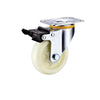 4 Sets 2.5 Inch Flat Bottom Plastic Double Brake Beige Polypropylene Caster Medium Universal Wheel