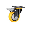 4 Sets 4 Inch Flat Bottom Caster Wheels Plastic Double Brake Orange Polyurethane (PU) Caster Medium Universal Wheel