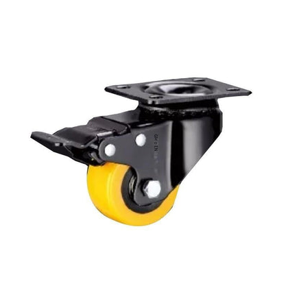 A4-1.5 Inch Flat Bottom Double Brake Orange Polyurethane (PU) Casters 4 Sets Of Medium And Light Universal Wheels