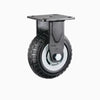 4 Inch Fixed Heavy Duty Caster 4Pcs Imported Elastic Rubber Wheels Gray Core Black Foam Caster Directional Wheel - 4Pcs