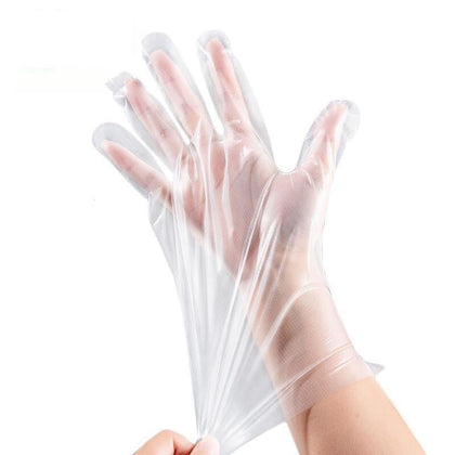 6 Bags Free Size 100 Pieces / Bag Disposable Gloves Thickened CPE Gloves Transparent Household Catering Waterproof Protective Gloves