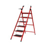 1.8m Red Herringbone Ladder 6 Steps Folding Ladder Thickening Telescopic Steel Climbing Ladder Multifunctional Herringbone Ladder Bearing 150kg