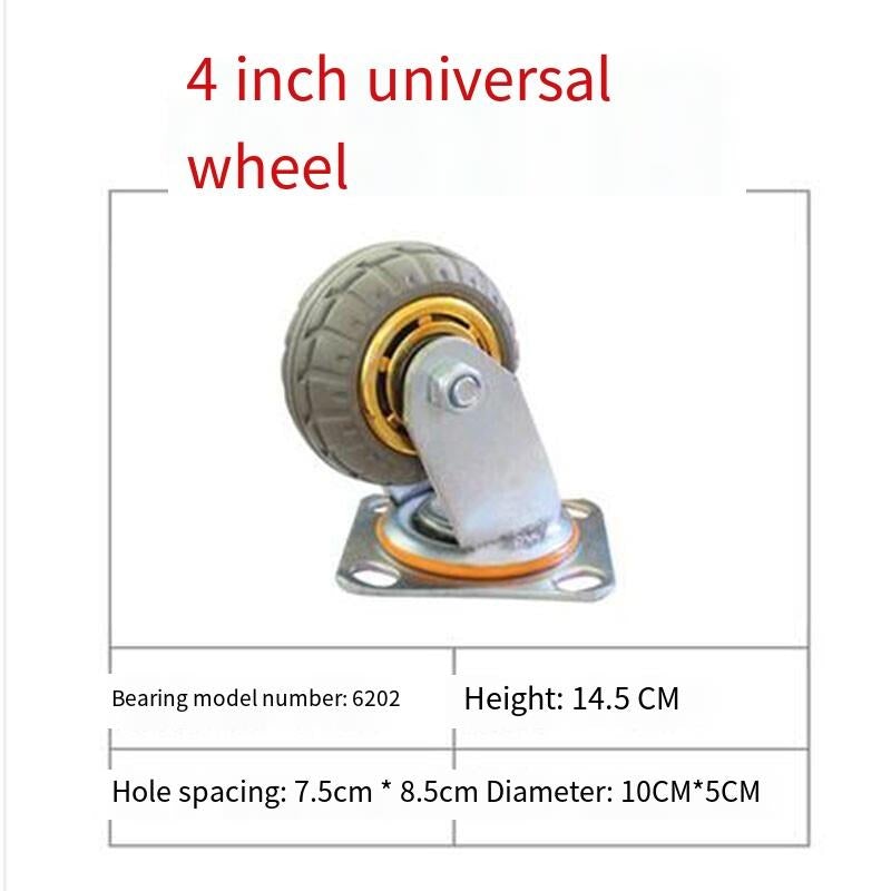4 Inch Universal Wheel Wheelbarrow Caster Rubber Wheel Silent Wheel Directional Wheel Trailer Universal Wheel  1 Piece
