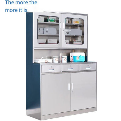 201 Stainless Steel Medicine Cabinet Three Bucket Two Door Western Tool Storage Instrument Display YYS-BXG-061