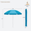 Outdoor Sunshade Sun Umbrella Picnics Sketching Beach Fishing Umbrella 2m Sunscreen Umbrella Advertising Stall Umbrella Angle Height Adjustable With Base