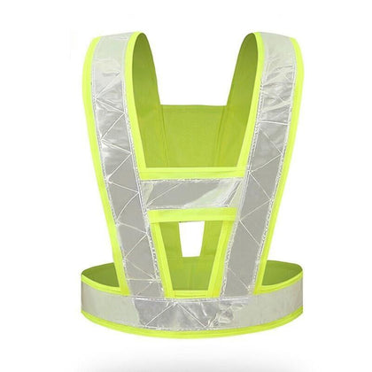 10 Pieces Vest Reflective Vest Safety Vest Traffic Warning Suit Reflective Vest Breathable V-lattice Fluorescent Yellow Green Free Size