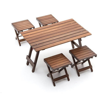 Outdoor Folding Table And Chair Beach Park Camping Folding Table And Chair Solid Wood Camping Picnic Table Folding Portable