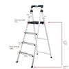 1.62m Aluminum Alloy Ladder Wide Pedal Four Step Climbing Ladder Safety Ladder Bearing 90kg Herringbone Ladder Multi-function Shelf Ladder