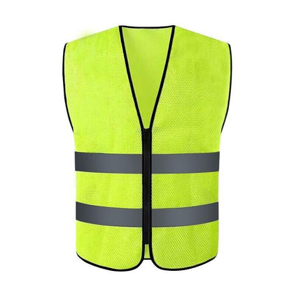 6 Pieces Summer Reflective Vest Yellow Mesh Double Channel Transverse Reflective Strip 3m