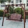 Outdoor Solid Wood Rocking Chair Carbonized Wood Swing Hanging Chair Park Courtyard Balcony Leisure Chair Double Table Chair Small Swing