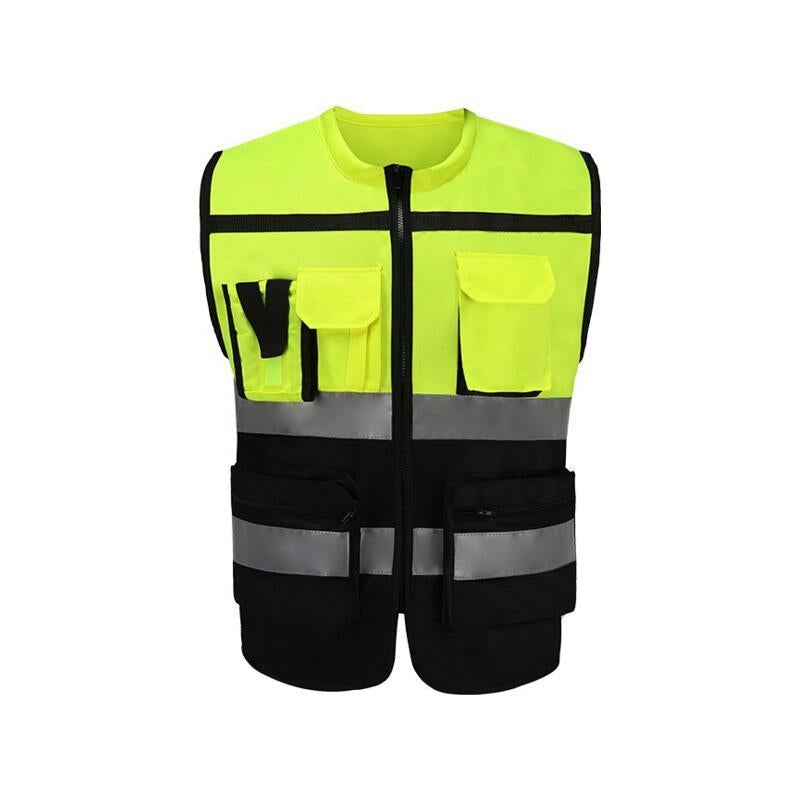 6 Pieces Reflective High Visibility Safety Vest Warp Knitted Fluorescent Yellow Work, Cycling, Runner, Surveyor, Volunteer, Crossing Guard