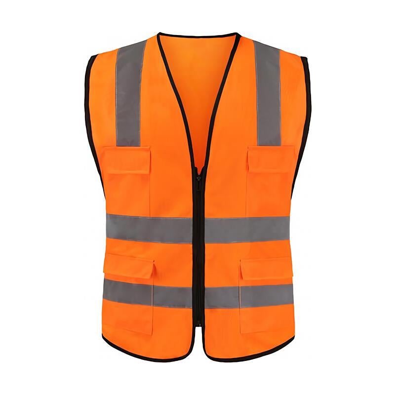 6 Pieces Reflective Vest Back Center Warp Knitted Fluorescent Orange Men & Women