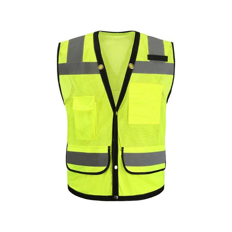 Fluorescent Yellow XL Multi-Pocket Reflective Vest Reflective Vest Peach Net And Low Elastic Silk