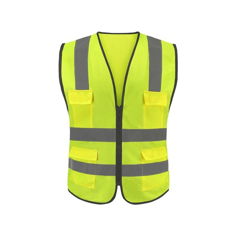 6 Pieces Reflective Vest  Back Center Warp Knitted Fluorescent Yellow High Visibility Safety Vest with Pockets