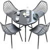 Outdoor Table And Chair Combination Garden Leisure Chair Simple Balcony Small Tea Table Table And Chair 4 + 1 [with 80cm Black Glass Round Table]