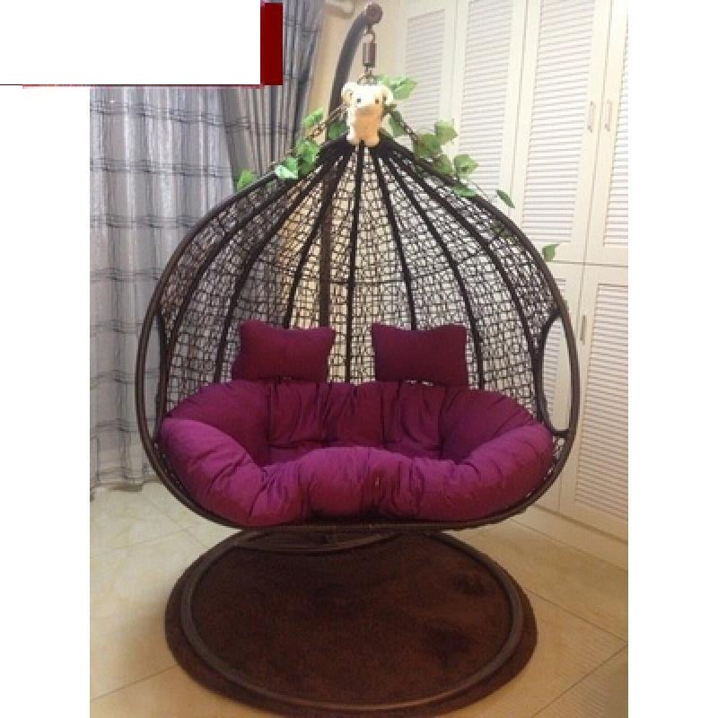 Hanging Chair Thick Rattan Hanging Basket Indoor And Outdoor Single Rattan Chair Rocking Chair Anti Rattan Brown Double Armrest