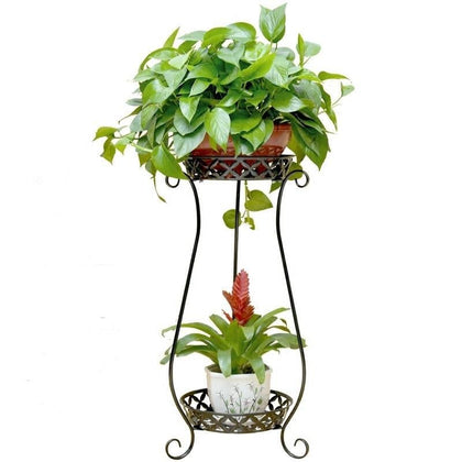 6 Pieces European Style Iron Flower Rack Multi-layer Green Rose Chlorophytum Outdoor Balcony Ground Living Room Office Multi Meat Storage Rack Indoor Decorative Plant Rack Bold Reinforced Floor Flower Pot Rack White (two-story Height 70cm) Small Flat