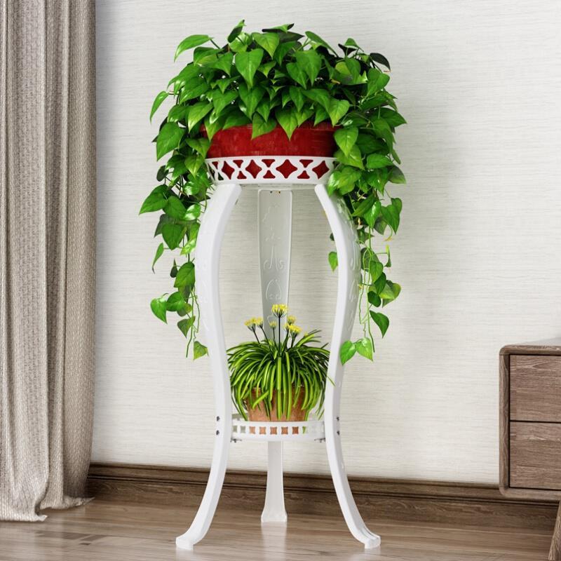 6 Pieces Balcony Flower Rack Iron Multi-layer Shelf Thickened Hanging Orchid White Height 80cm (double-layer Conventional)
