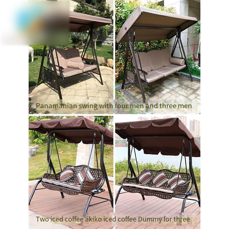 Swing Hanging Chair Outdoor Swing Courtyard Hanging Chair Outdoor Iron Art Family Balcony Chair Double Adult Rocking Chair Double Khaki