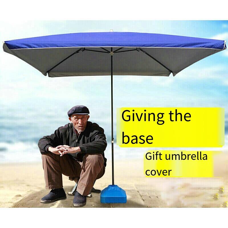 3.0mX3.0m Outdoor Sunshade Umbrella Large Courtyard Umbrella Sun Umbrella Folding Beach Umbrella Booth Umbrella Thickened With Dark Green