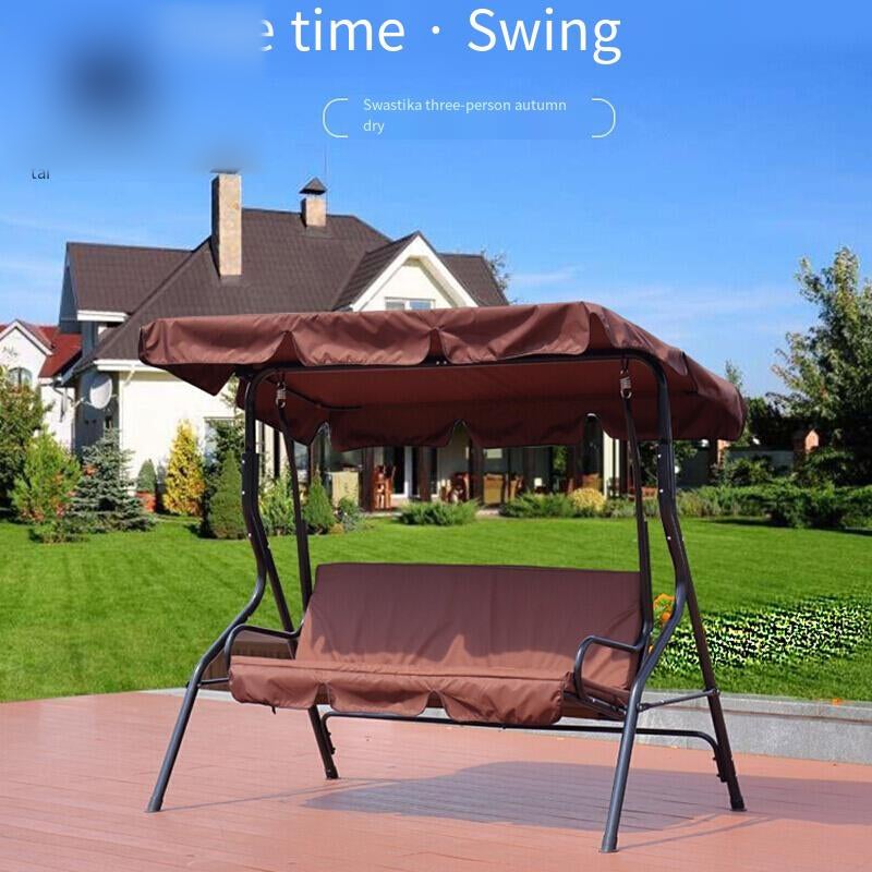 Outdoor Swing Chair Rocking Chair Outdoor Balcony Courtyard Iron Art Adult Swing Chair Rattan Chair Coffee Stripe