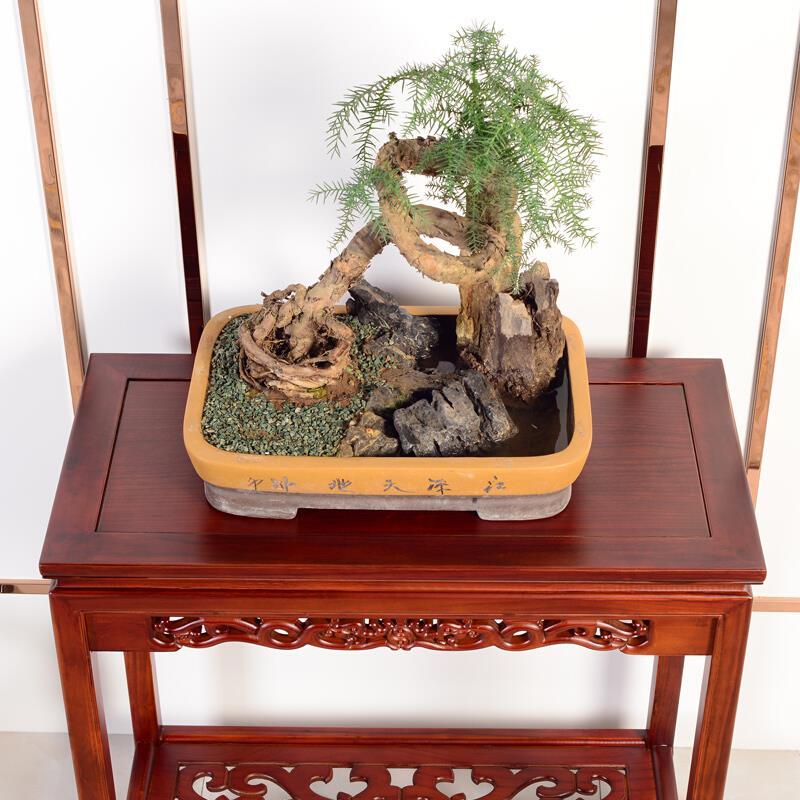 Solid Wood Multi-layer Flower Rack Storage Wooden Rack Living Room Fish Tank Rack Bonsai Viewing Strange Stone Table Chinese Stone Table Base Display Long Table Chestnut Red Length 55 Width 35 Height 70