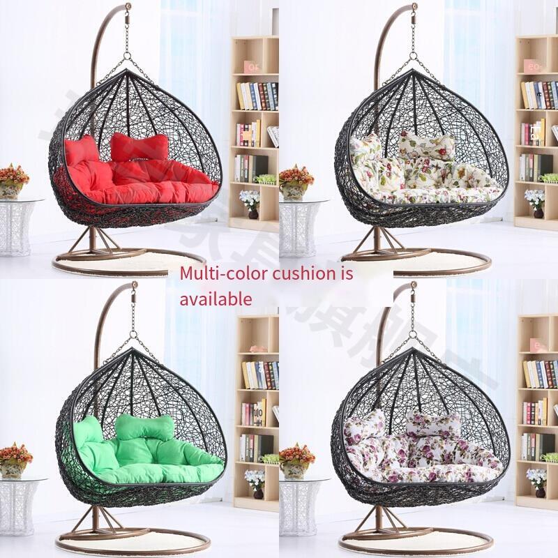 Hanging Basket Rattan Chair Double Indoor Hammock Adult Swing Rocking Chair Lazy Princess Balcony Rocking Chair Household Leisure Black Double