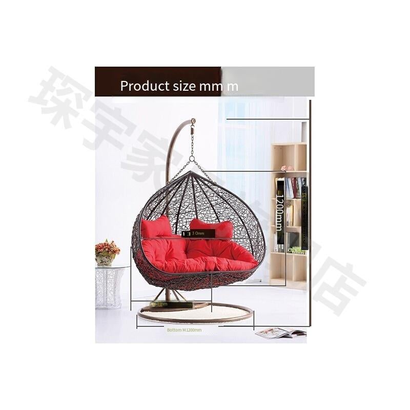 Hanging Basket Rattan Chair Double Indoor Hammock Adult Swing Rocking Chair Lazy Princess Balcony Rocking Chair Household Leisure Black Double