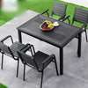 Outdoor Plastic Wood Table And Chair 4 Armchair + 1 Square table 80+ 1 Iron Column Umbrella 2.7m