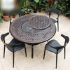 Outdoor Cast Aluminum Barbecue Table And Chair Outdoor Villa Courtyard Table And Chair Combination 6 Ox Horn Chair + 1 Aluminum Barbecue Cone 122cm