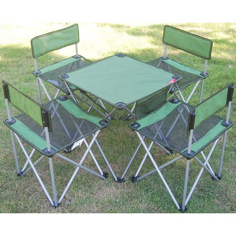 Outdoor Table And Chair Folding Portable Folding Outdoor Portable Ultra Light Car Picnic Self Driving Camping Aluminum Alloy Seven Piece Combination