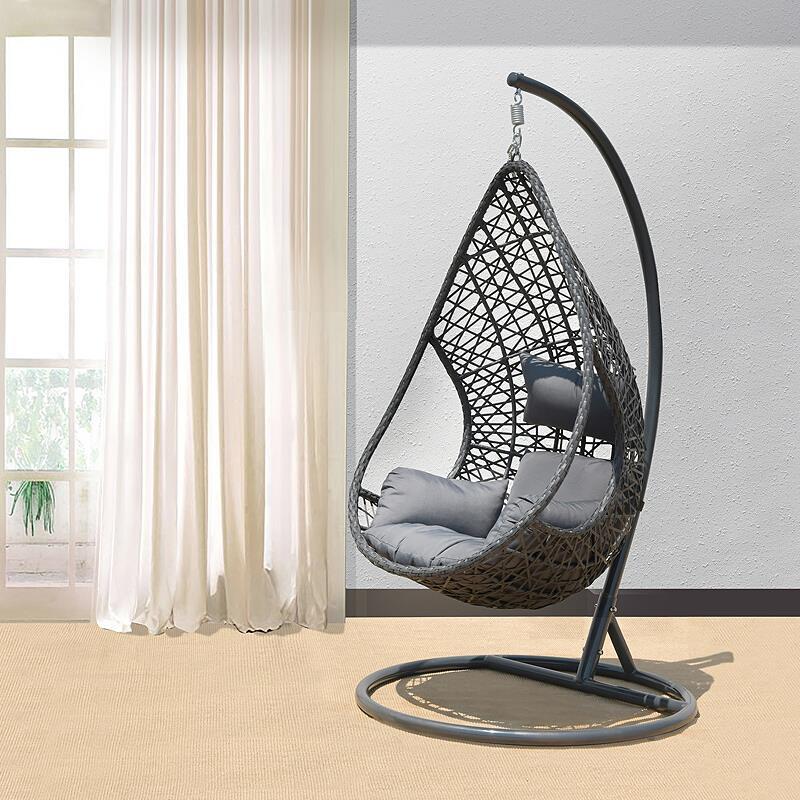 Hanging Chair Hanging Basket Chair Indoor Swing Rocking Chair Lazy Family Rattan Chair Charcoal Grey Bearing 125kg