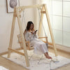 Solid Wood Swing Indoor Household Children's Hanging Basket Chair Double Hanging Chair Balcony Hanging Blue Chair Small Swing