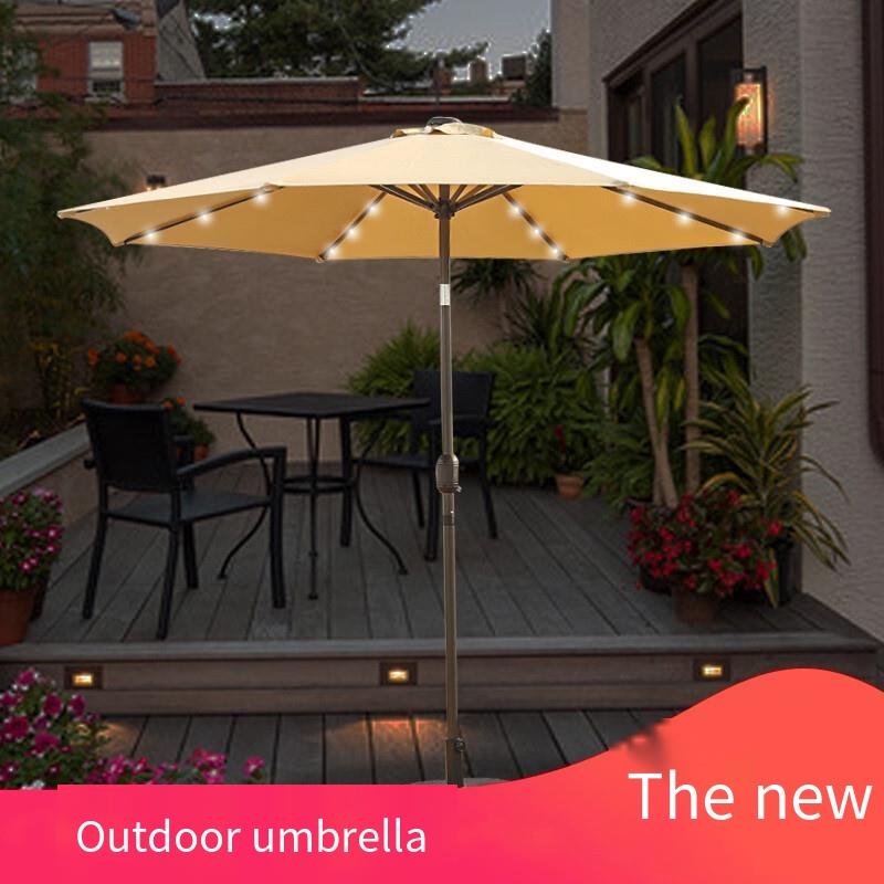 Outdoor Sunshade Outdoor Sunshade Outdoor Terrace Garden Outdoor Umbrella Solar LED Light Stall Umbrella Large Sun Umbrella