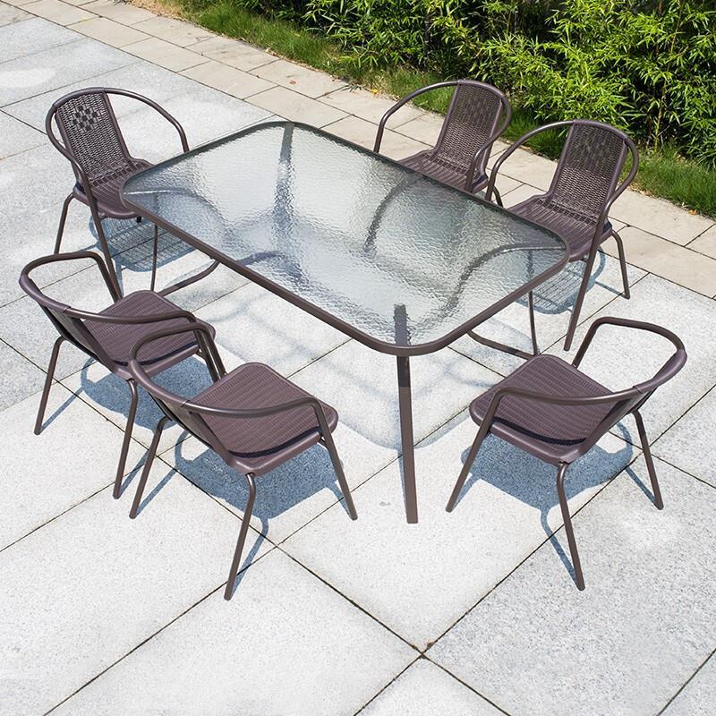 Outdoor Table And Chair Courtyard Umbrella Leisure Folding Combination Set Rattan Chair Three Piece Waterproof Outdoor Small Balcony Table And Chair