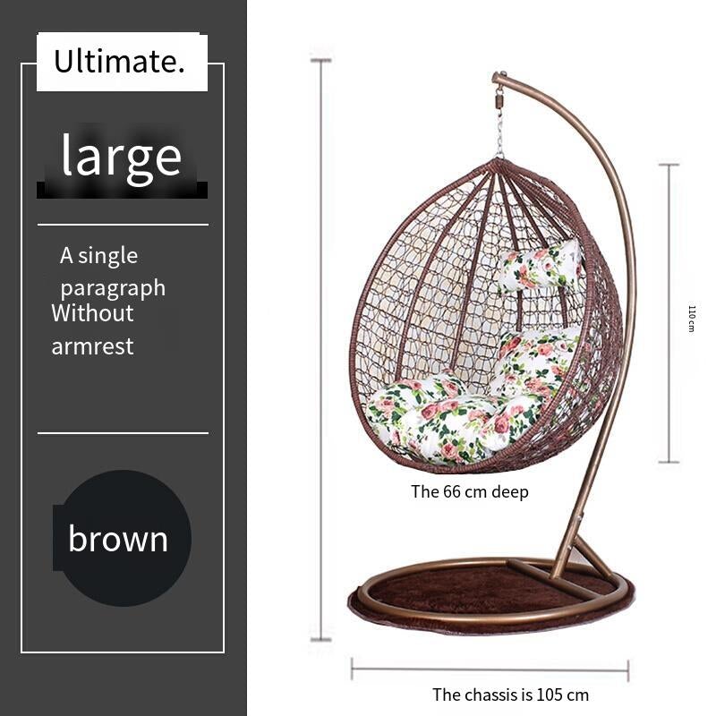 Hanging Chair Swing Hanging Basket Rattan Chair Household Leisure Lazy Indoor Balcony Bird's Nest Chair Hammock Chair Single Large Armless Brown