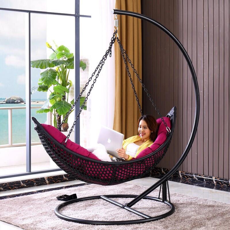 Rocking Chair Hammock Bedroom Balcony Leisure Bird's Nest Hanging Orchid Rocking Chair Courtyard Swing Double Cradle White Hammock With Cushion