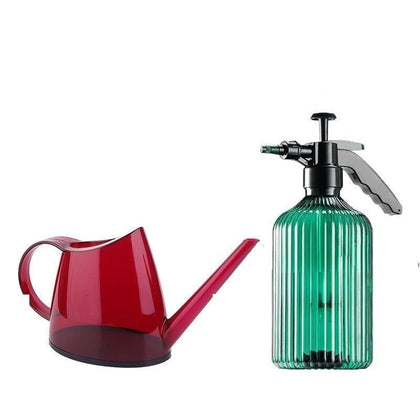 Red Watering Pot + Green 2L Watering Pot Watering Pot Gardening Long Nozzle Watering Flower Sprinkling Watering Pot Fertilizing Garden Household Tools Set Potted Watering Pot