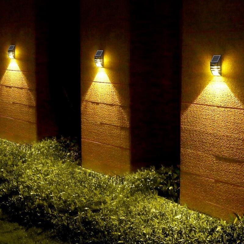 Solar LED Lamp Outdoor Waterproof Stainless Steel Wall Lamp New Rural Street Lamp Courtyard Villa Garden Landscape Decorative Lamp