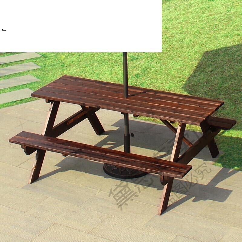 Anticorrosive Wood Leisure Outdoor Table And Chair Combination  Table Set Products Conjoined Tables And Chairs Length 120 x Width 60 x Height 60 CM