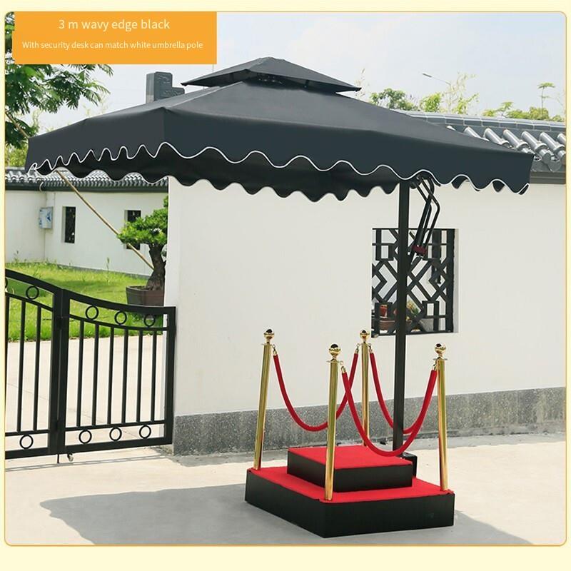 Sun Umbrella Outdoor Sentry Box Sunshade Umbrella Outdoor Sunshade Courtyard Umbrella Platform Square 2.1 M With 1.2 M Double-layer Guard Platform