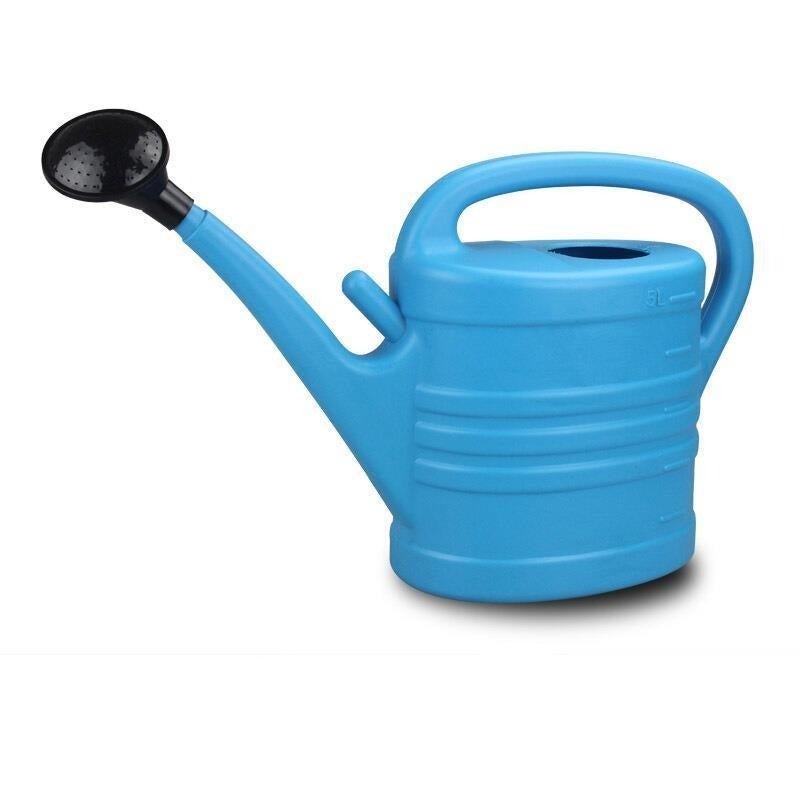 6 Pieces 5L Blue Single Handle Pot Large Capacity Plastic Household Watering Pot Gardening Pot With Shower