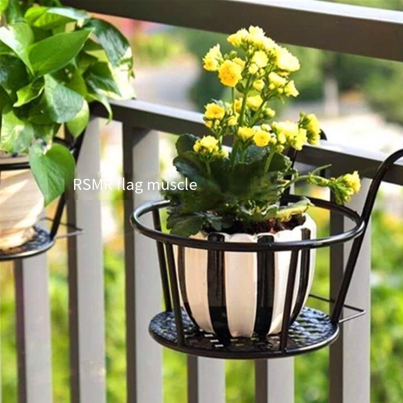 6 Pieces Balcony Hanging Flower Rack, Iron Railing, Guardrail, Windowsill, Green Rose Hanging Orchid Flower Pot Hanger, Black Thickened Mesh Plate, Three Sets