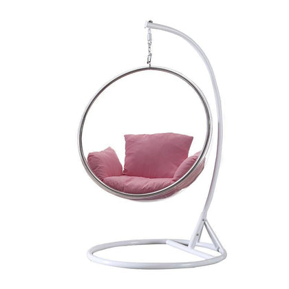 Hanging Chair Indoor Net Red Bubble Chair Space Acrylic Transparent Swing Lazy Balcony Hemisphere Creative Cradle Suspender With Pink Pad